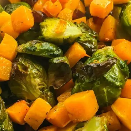Roasted Brussels Sprouts and Butternut Squash With Medjool Dates
